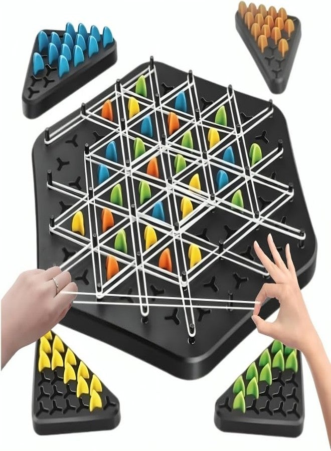 ROSTON Triggle games with rubber band Large Size Chain Triangle Chess Game, Triggle Game, Board Games for Family Game Night - Family Board Games for Kids and Adults - 2-4 Players - Ages 3 Years and Up - Image 1